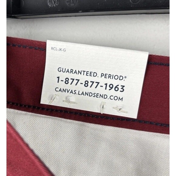 NWT Lands End Shorts Men 32 Dark Red  9" Inseam Flat Front Chino 5 Pocket Canvas - Picture 8 of 11